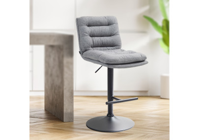 Lot de 2 tabourets de bar en tissu Damar noir gris