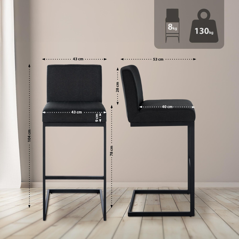 Taburete de bar Hopewell, tela B, gris oscuro