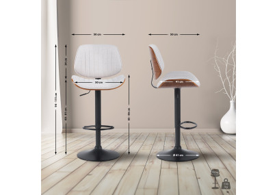 Sgabello da bar Clawson, tessuto noce nero/crema