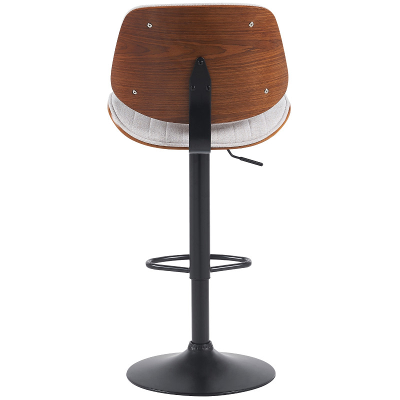 Tabouret de bar Clawson, tissu noir noix/crème