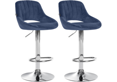 Juego de 2 taburetes de bar Milet de terciopelo, azules
