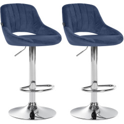 Set di 2 sgabelli da bar in velluto Milet, blu