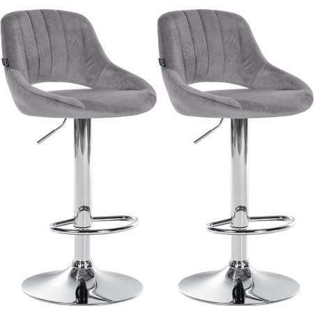 Lot de 2 tabourets de bar Milet en velours gris foncé