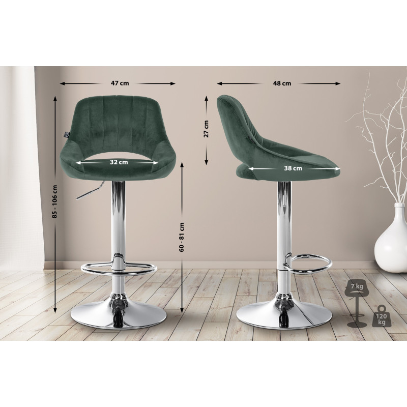 Set di 2 sgabelli da bar Milet velluto C verde