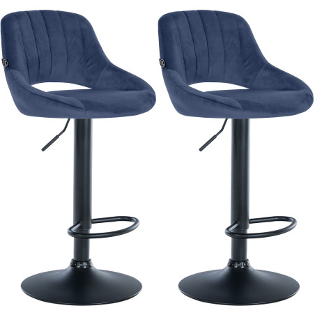 Set di 2 sgabelli da bar in velluto Milet, blu