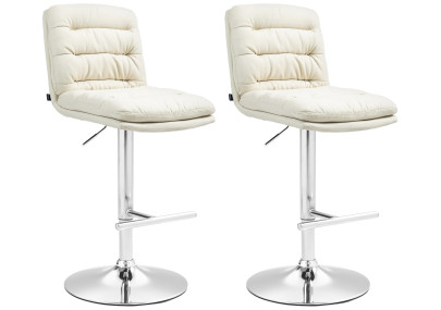 Ensemble de 2 tabourets de bar Damar, tissu, chrome et crème