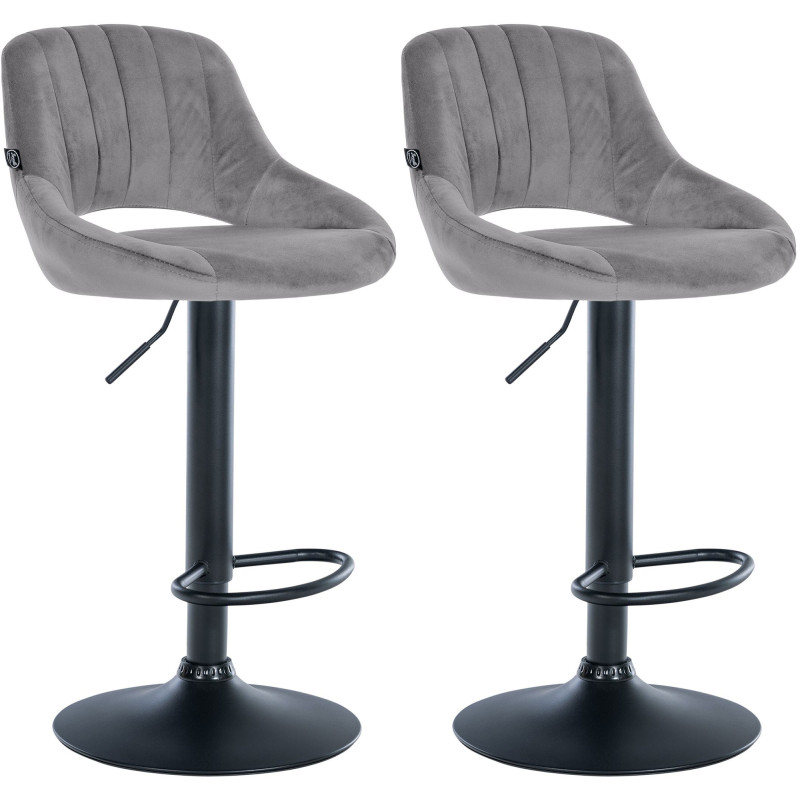 Ensemble de 2 tabourets de bar Milet en velours B gris foncé