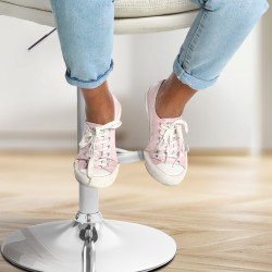 Ensemble de 2 tabourets de bar Damar, tissu, chrome et crème