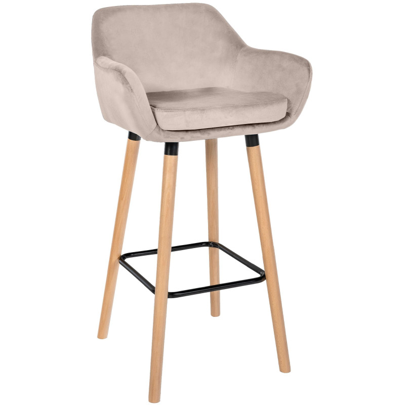 Tabouret de bar Grant en velours, crème
