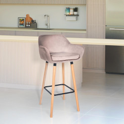 Tabouret de bar Grant en velours gris clair