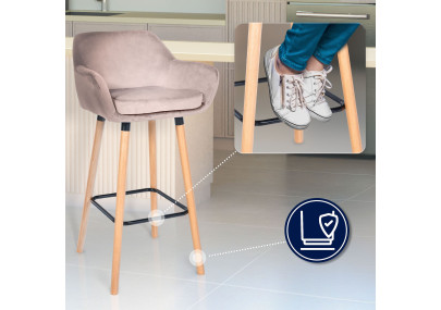 Tabouret de bar Grant en velours gris clair