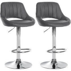 Ensemble de 2 tabourets de bar Milet, similicuir C gris