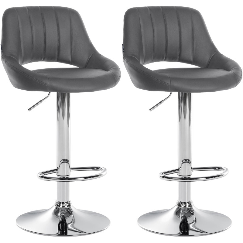 Juego de 2 taburetes de bar Milet, polipiel, gris C