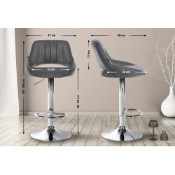 Juego de 2 taburetes de bar Milet, polipiel, gris C