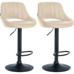 Conjunto de 2 banquetas de bar Milet, em couro sintético, cor creme.