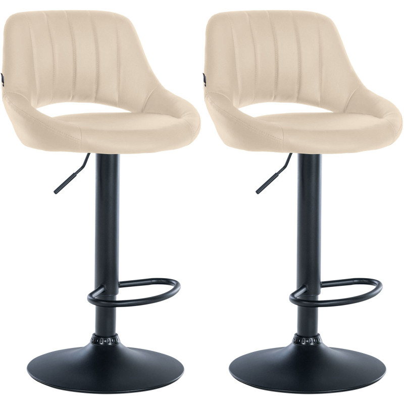 Conjunto de 2 banquetas de bar Milet, em couro sintético, cor creme.