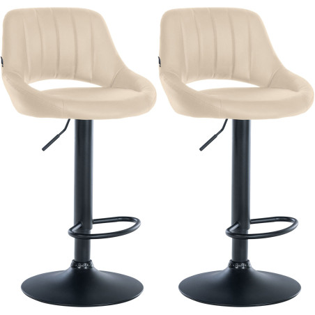 Conjunto de 2 banquetas de bar Milet, em couro sintético, cor creme.