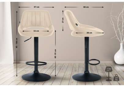 Lot de 2 tabourets de bar Milet, similicuir, crème