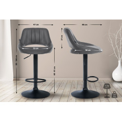 Juego de 2 taburetes de bar Milet, polipiel, gris B
