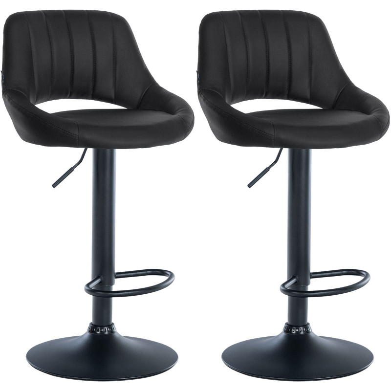 Ensemble de 2 tabourets de bar Milet, similicuir, B noir