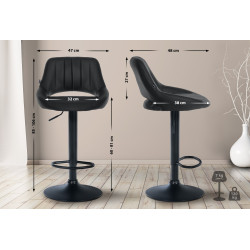Ensemble de 2 tabourets de bar Milet, similicuir, B noir