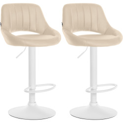 Conjunto de 2 banquetas de bar Milet, em couro sintético, cor creme.