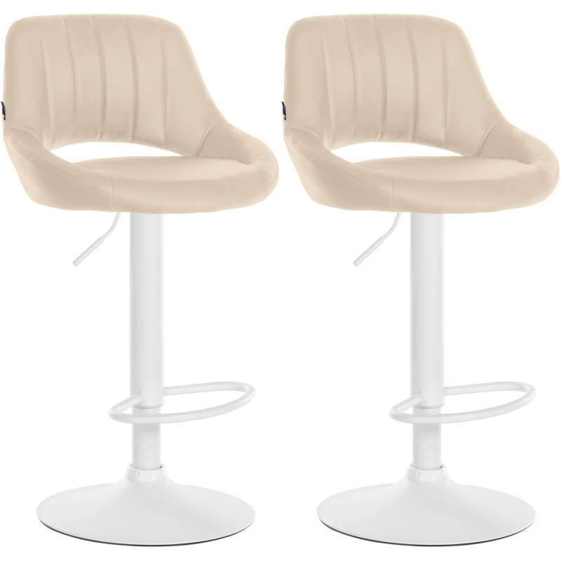 Lot de 2 tabourets de bar Milet, similicuir, crème