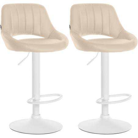 Conjunto de 2 banquetas de bar Milet, em couro sintético, cor creme.