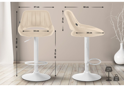 Conjunto de 2 banquetas de bar Milet, em couro sintético, cor creme.