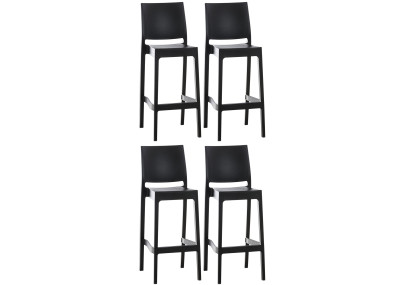 Ensemble de 4 tabourets de bar Maya, noirs