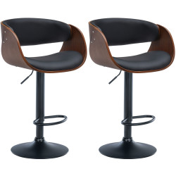 Set di 2 sgabelli da bar Portmore, similpelle, noce/nero