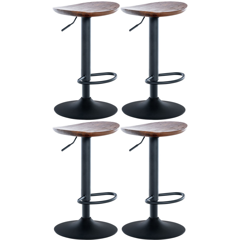 Juego de 4 taburetes de bar Skelde, nogal