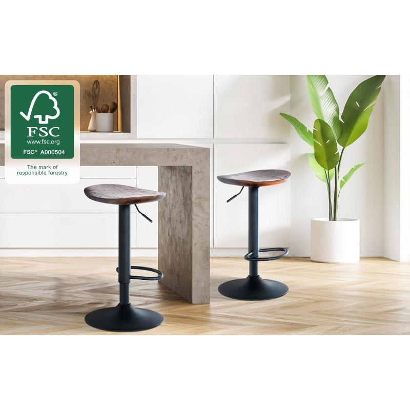 Ensemble de 4 tabourets de bar Skelde, noyer