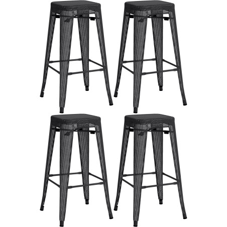Ensemble de 4 tabourets de bar Fletcher noir