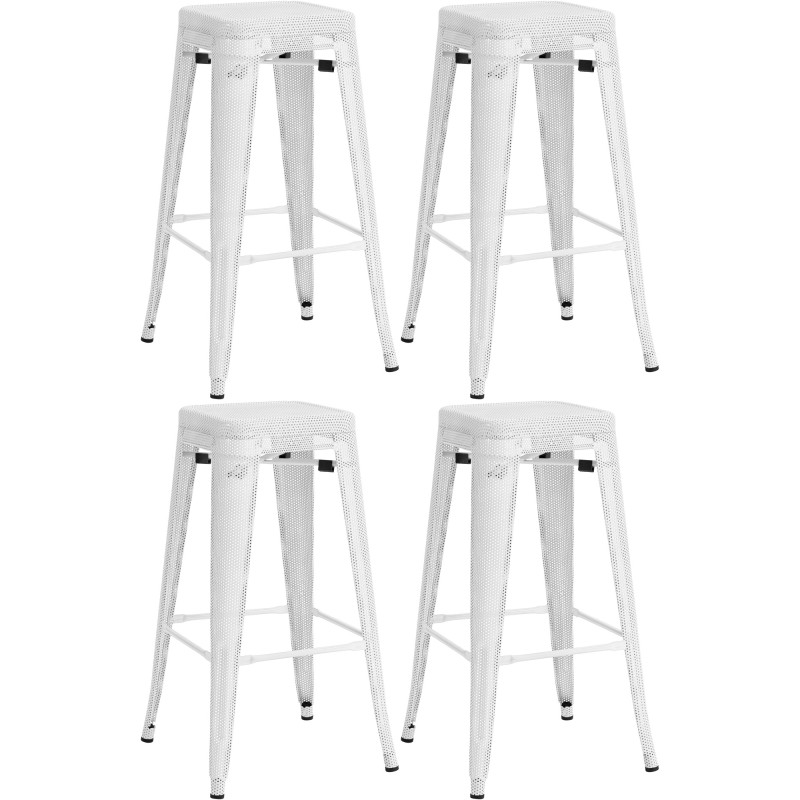 Juego de 4 taburetes de bar Fletcher, blancos
