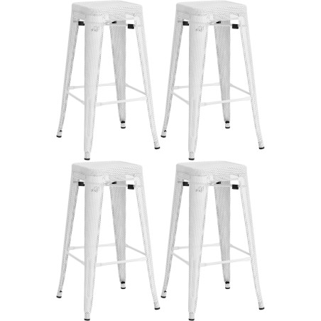 Set di 4 sgabelli da bar Fletcher, bianchi