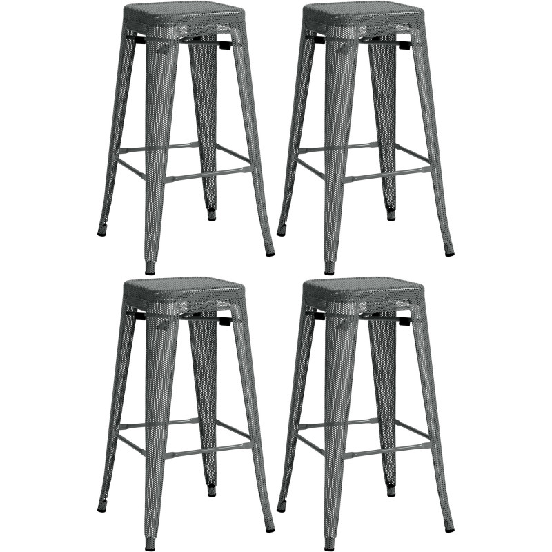 Ensemble de 4 tabourets de bar Fletcher, gris