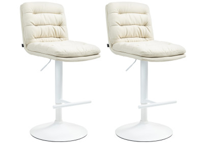 Ensemble de 2 tabourets de bar Damar, tissu blanc/crème