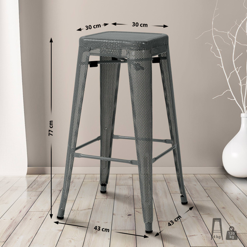 Ensemble de 4 tabourets de bar Fletcher gris