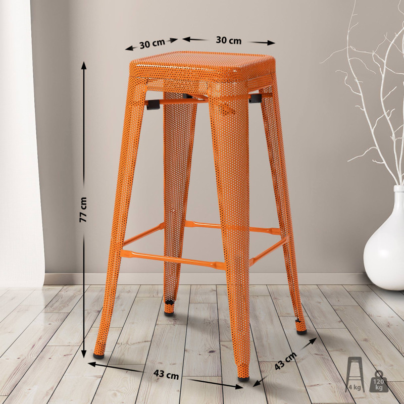 Ensemble de 4 tabourets de bar Fletcher, orange