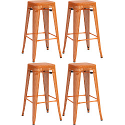Juego de 4 taburetes de bar Fletcher, color naranja