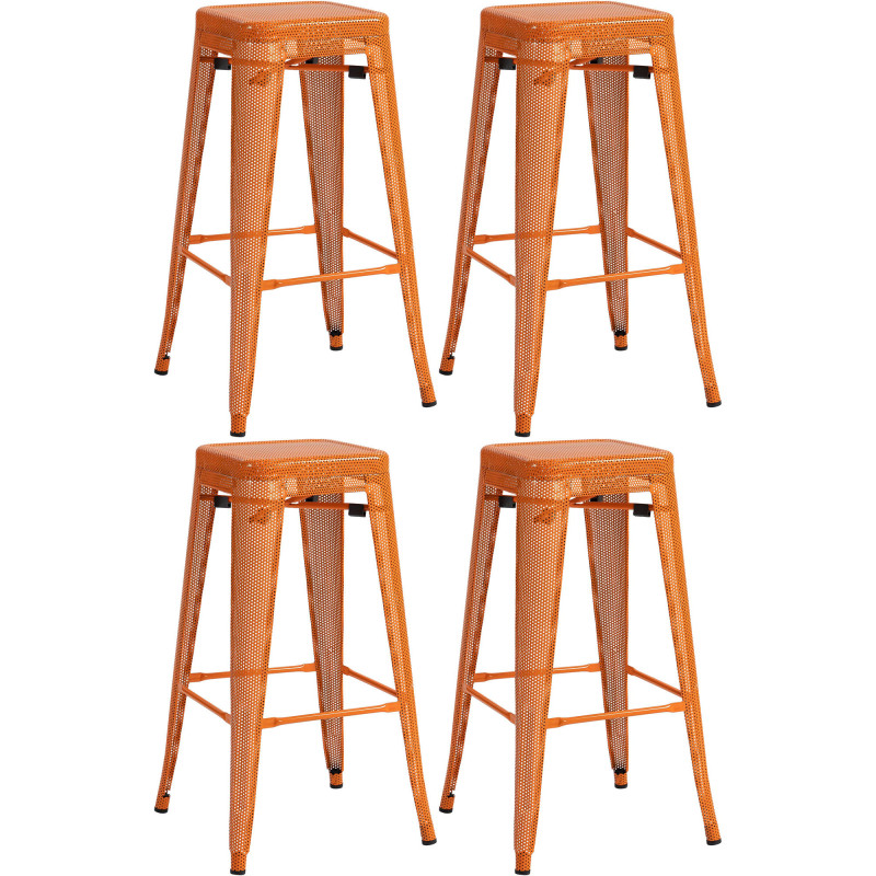 Ensemble de 4 tabourets de bar Fletcher, orange