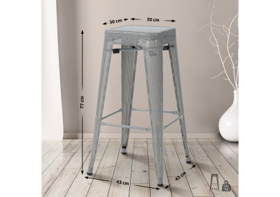 Ensemble de 4 tabourets de bar Fletcher argentés