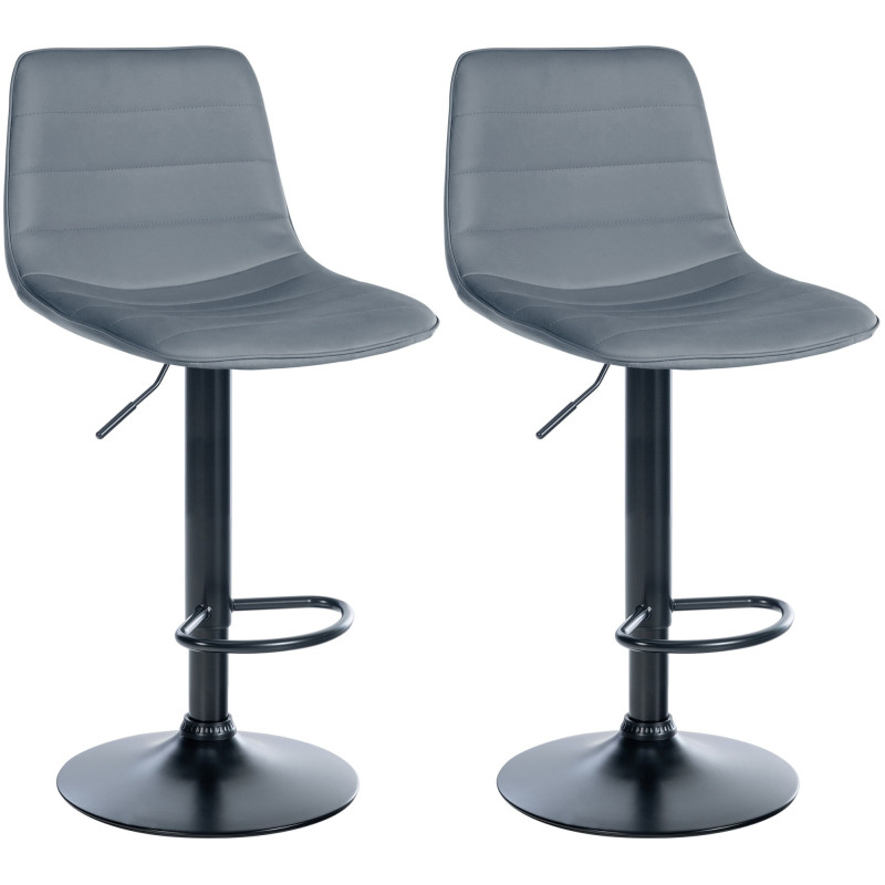 Ensemble de 2 tabourets de bar Lex en similicuir gris B