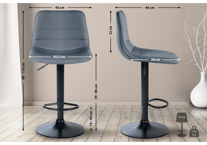 Juego de 2 taburetes de bar Lex de piel sintética gris B