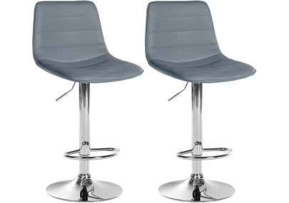 Juego de 2 taburetes de bar Lex de piel sintética gris C