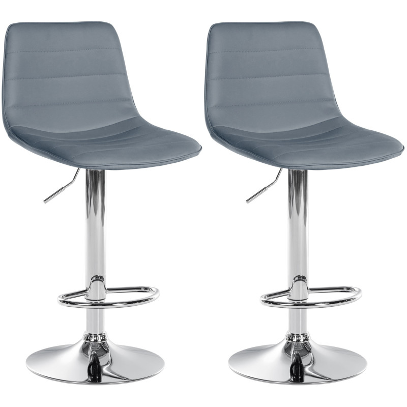 Ensemble de 2 tabourets de bar Lex en similicuir C gris