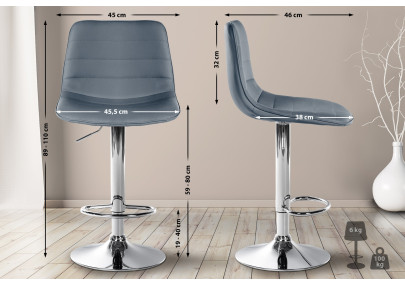 Ensemble de 2 tabourets de bar Lex en similicuir gris C