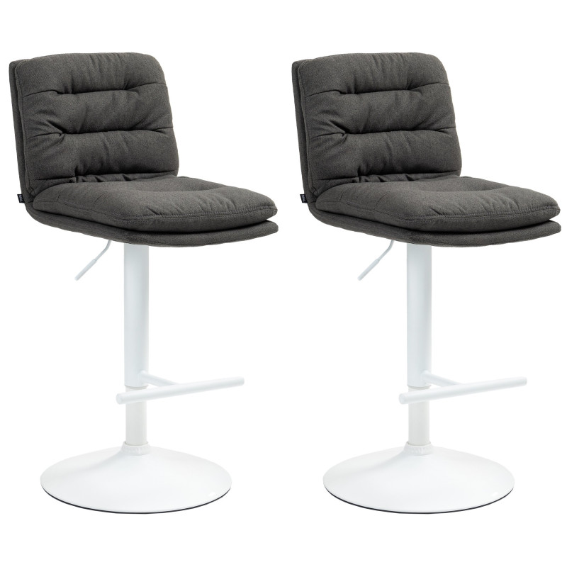 Ensemble de 2 tabourets de bar Damar, tissu blanc gris foncé