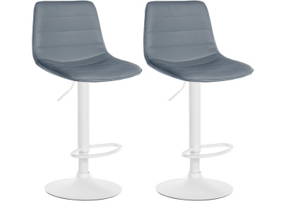 Juego de 2 taburetes de bar Lex de piel sintética gris